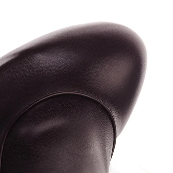 BLXQPYT Femei de Moda de mult Zapatos De Mujer Alb Negru Botas Peste Genunchi Ridicat De Couro Toc 7,5 cm Femininas Cizme Pantofi K6-1