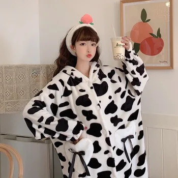 Body-uri pentru Adulti Drăguț Vaci Dulce Kigurumi Student Cămașă de noapte de sex Feminin cu mâneci Lungi Pijamale Pot Purta Haine de Acasă Onesie Femei