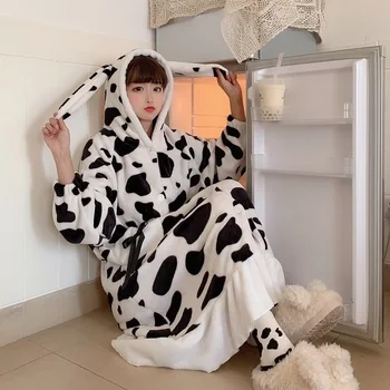 Body-uri pentru Adulti Drăguț Vaci Dulce Kigurumi Student Cămașă de noapte de sex Feminin cu mâneci Lungi Pijamale Pot Purta Haine de Acasă Onesie Femei