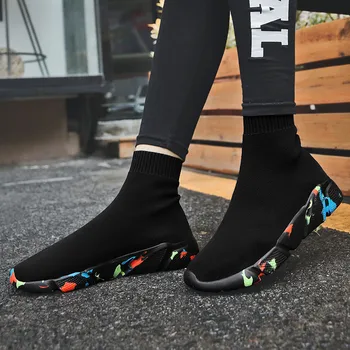 BomKinta High Top Hip Hop Designer De Vulcanizat Pantofi Bărbați Respirabil Adidași Bărbați Aluneca Pe Sex Masculin Mocasini Fund Gros Bărbați Șosete Pantofi