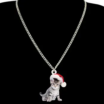 Bonsny Acrilic De Crăciun American Parul Scurt Pisica Pisoi De Bijuterii Seturi De Colier Cercei Animale De Bijuterii Pentru Femei Și Fete Cadou