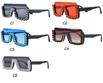 Brand de lux ochelari de Soare de Designer pentru Femei 2019 Cristal Bărbați Diamant Stras Pătrat Ochelari de Soare Ochelari De sex Feminin de sex Masculin UV400