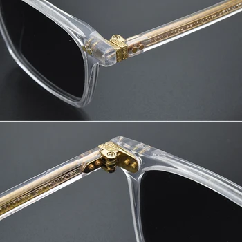 Brand de lux pătrat Mic polarizat ochelari de soare Vintage ochelari de soare pentru femei Acetat Retro Transparent ochelari de soare barbati OV5385