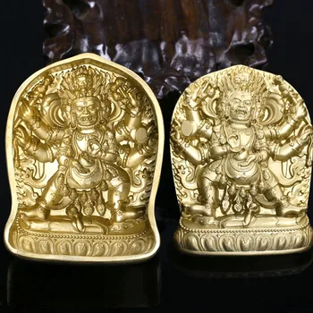 Budismul Tibetan / negru Mahaga dharmapalas ștergeți șase brațul mucegai / Alamă / tsa tsa par Buddha boutique dedicat Religie
