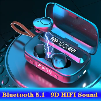 BYKRSEN TWS Bluetooth 5.1 Căști fără Fir, Căști 9D Hifi Stereo Sport rezistent la apa Căști Căști Cu Microfon fone de ouvido