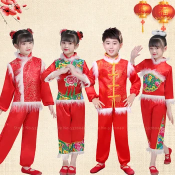 Băiat Fată Chineză Tradițională Hanfu Tang Costum Copii De Anul Nou Festivalul De Costume Roșii De Dans Costum Copii Kung Fu Uniforma De Partid Set
