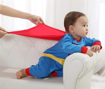 Băiețelul Romper Superman Maneca Lunga / Scurta cu Maneci Baby Salopeta cu Pelerina Roșie Costum de Halloween, Cadou Baieti Haine Nou-nascuti