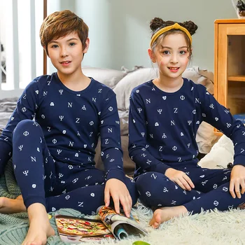 Băieți Fete Pijamale de Iarnă de Bumbac Seturi de Pijamale pentru Copii Homewear pentru Băiatul cu Pijamale Copii, Pijamale 9-19Y Adolescente Pijamas Haine