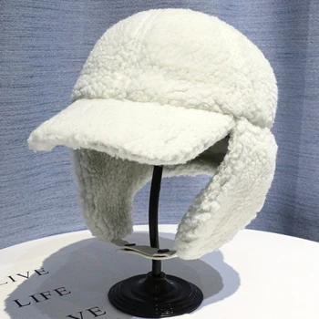 Caciula de iarna Pălării pentru Bărbați, Femei Gros Cald Berber Fleece Căciulă rusească Solid Alb Gri Negru Earflap Cap Masculin Feminin Bombardier Pălărie