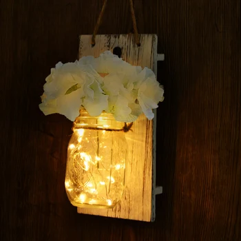 Cadou de craciun Rustic Decor Acasă Borcan Sconces Cu LED Zână Flori de Lumina de Perete Decor Acasă Pentru Petrecerea de Nunta