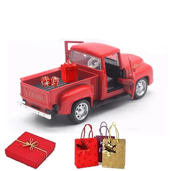 Camion Roșu De Crăciun, De Anul Nou Decoratiuni Produse Pentru Copii Model De Masina De Metal Vehicul Cu Roți Mobile