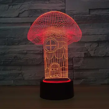Casă de ciuperci Vizuale 3D Corpuri de Lampă Luminaria Usb Led Lumina de Noapte Led Minunat 7 Culori Schimbare Lampă de Masă Gratuit Picătură de Transport maritim