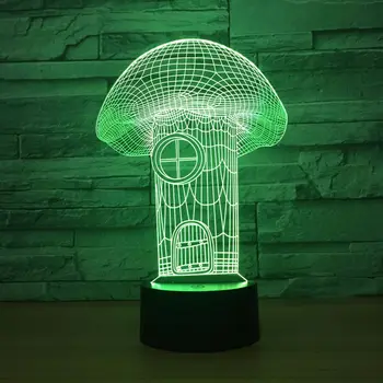 Casă de ciuperci Vizuale 3D Corpuri de Lampă Luminaria Usb Led Lumina de Noapte Led Minunat 7 Culori Schimbare Lampă de Masă Gratuit Picătură de Transport maritim