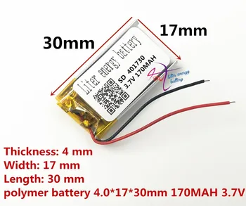 Cel mai bun baterie brand Dimensiune 401730 3.7 V 170mah Baterie Litiu-polimer cu Bord de Protecție Pentru MP3 MP4 MP5 GPS Produse Digitale Fr