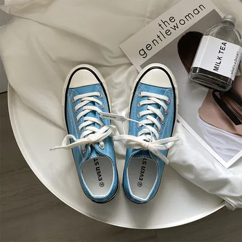 Cer Albastru Panza Pantofi Femei Low-Top Student Chic Pereche De Pantofi Iubitorii De Adidași Albastru De Bază Băieți Fete Unisex Gumshoes 35-40