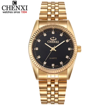 CHENXI de Lux Cuplu Ceas de Aur de Moda din Oțel Inoxidabil Iubitorii de Ceas Cuarț Încheietura Ceasuri Pentru Femei și Bărbați Analog Ceas de mână