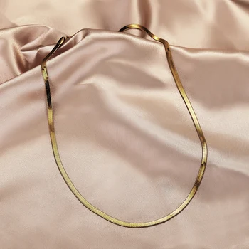 Chic Plat Snake Link-ul de Cravată de Aur Guler de Culoare din Oțel Inoxidabil Colier pentru Femei Spic Lanț de Înaltă Calitate Bijuterii DN223A