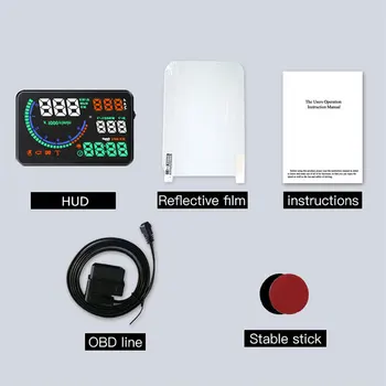 China Vânzare Fierbinte L8 5.5 Masina HUD OBD2 Head-Up Display Digital, Vitezometru Parbriz Proiector Temp. Consumul de combustibil L8 HUD