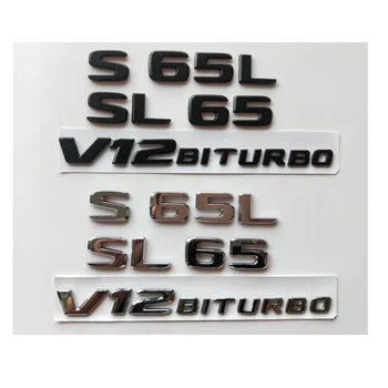 Chrome Litere Negre Embleme, Insigne Autocolant Pentru Mercedes Benz W222 V222 X222 C217 A217 R213 S65 S65L SL65 AMG V12 BITURBO Emblema