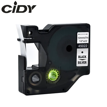CIDY Dymo D1 45022 compatibil pentru DYMO D1 Eticheta Tapes 12mm black on silver Label Maker Potrivit Label Manager 210 450 LM160