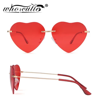 CINE CUTIE de Moda Roșu în Formă de Inimă fără ramă de ochelari de Soare Femei 2020 Brand Design Fara rama Ochi de Pisica Ochelari de Soare Nuante de sex Feminin S376