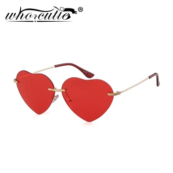 CINE CUTIE de Moda Roșu în Formă de Inimă fără ramă de ochelari de Soare Femei 2020 Brand Design Fara rama Ochi de Pisica Ochelari de Soare Nuante de sex Feminin S376