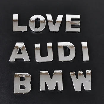 CITALL Argint cu masini 3D DIY Metalice scrisoare Alfabet Număr Simbol, Emblemă, Insignă Decalcomanii Autocolante Pentru VW Polo, Golf, Audi, BMW, Toyota