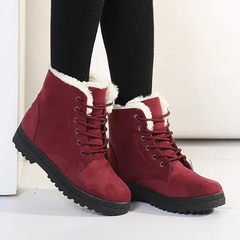 Cizme de zapada 2019 clasic tocuri femei cizme de iarna cald blana de pluș Branț glezna cizme pentru femei pantofi sexy dantela-up pantofi de femeie YYJ89