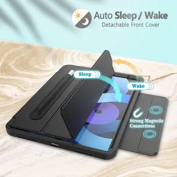 Clar Greu PC-ul Folio Stand Caz de Protecție Smart Cover de Somn/Wake Auto pentru iPad Air 4 2020 10.9 Inch