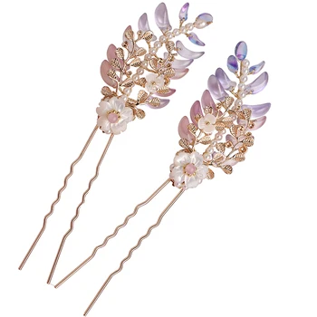 Clasic Kanzashi Hanfu accesorii Stick de Păr Violet Gradient Antichitate Ac de par Agrafele Wisteria floare Frizură Cosplay