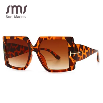 Clasic Supradimensionat ochelari de Soare Patrati Femei 2020 Noua Moda Leopard Negru Ochelari de Soare de sex Feminin Gradient de Epocă Nuante Mare UV400