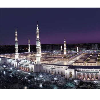 Clădire islamică Nocturne Tablouri Canvas Mecca Moschee Musulmană și Postere de Imprimare Religie Arta de Perete Poza Decor Acasă Cuadros