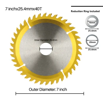 CMCP 7inch pânză de Ferăstrău Circular cu Disc Acoperite cu Staniu 40T Lemn Instrument de Tăiere Alezaj cu Diametrul de 25.4 mm Pentru scule electrice pentru prelucrarea Lemnului