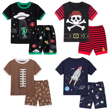Copii Băiat Pirat Rechin Excavator Buldozer Camion Tren Pijama Set Toddler Nava Camion Pijamale Copii Animale Sleepwear