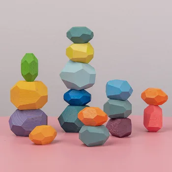 Copii Jucarii Din Lemn Colorat Piatră De Puzzle Blocuri Jenga Copii Jucărie Pentru Adulți Ornamente Copilul Blocuri De Lemn Devreme Jucărie De Învățământ