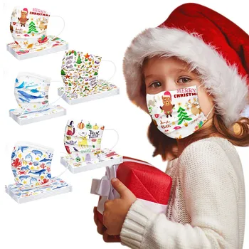 Copii pentru Copii mască de Unică folosință, Mască Industriale 3Ply Ureche Loop 50PC Crăciun Print Dovada de Praf de Protecție Gura masca