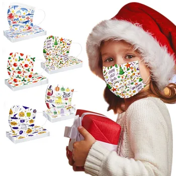 Copii pentru Copii mască de Unică folosință, Mască Industriale 3Ply Ureche Loop 50PC Crăciun Print Dovada de Praf de Protecție Gura masca
