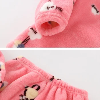 Copii Pijamale Flanel Copilul Copii Băieți Fete PIJAMALE Cald Gros de Sus și Pantaloni Seturi 2019 Toamna Iarna Pijamale, îmbrăcăminte de noapte