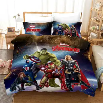 Copiii set de lenjerie de pat băieți lenjerie de pat Marvel avengers imprimare carpetă acopere set unic queen-size 3 pc-uri 3d imprimate luminoase de culoare