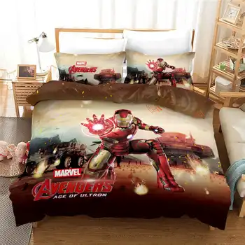 Copiii set de lenjerie de pat băieți lenjerie de pat Marvel avengers imprimare carpetă acopere set unic queen-size 3 pc-uri 3d imprimate luminoase de culoare