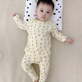 Copilul Sleepwear Copilul Băiat Fată De Lamaie Tipărite Set De Pijama De Bumbac, Pijamale, Îmbrăcăminte De Noapte De Haine Casual, Talie Inalta Tinuta Uzura Acasă