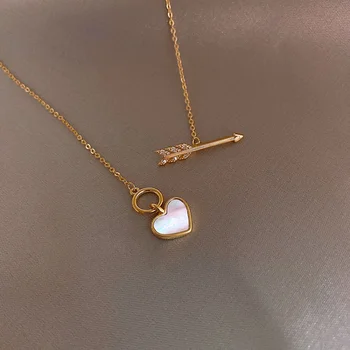 Coreeană fierbinte de vânzare bijuterii de moda de design creativ sabia coajă de dragoste inima pandantiv colier elegant femei sexy clavicula colier