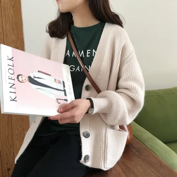 Coreeană Vintage Chic Liber poftă de mâncare Pulover Femei, cu Maneci Lungi pentru Femei Jachete de Toamna Iarna pentru Femei cu Jacheta Îngroșat Secțiunea 10927