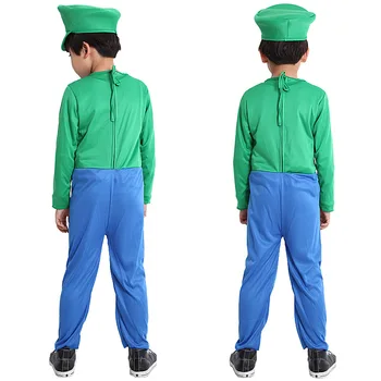Cosplay Costum Copii Rosu Verde LUIGI Costume Petrecere de Halloween Fantasia Uniformă D1723CH