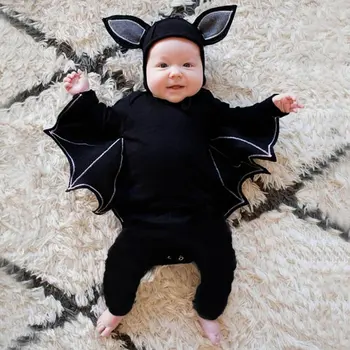 Costum De Halloween Pentru Copilul Băiat Fată Romper Ins Copil Pălărie Amuzant+Bat Peruca Salopeta Costum Copil Nou-Născut Sleepsuit General Pânză