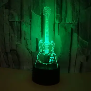 Creative Chitara 3d Noapte Deco Lămpi ColorfulGift Atmosfera de Artă Usb Led 3d Lampă de Masă de la Distanță comutator Tactil Fabrica de en-gros