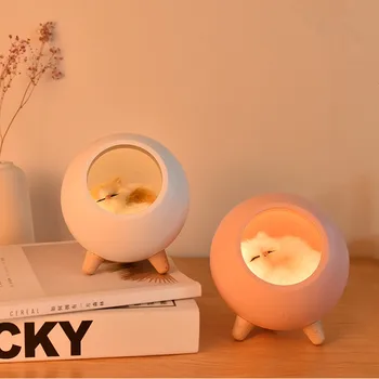 Creative Mic animal de Companie Casă Atmosfera de încălzire a Lămpii Pisica Drăguț de Încărcare USB Lumina de Noapte Decor Acasă Patul de Dormit de Lumină