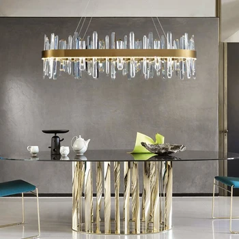 Cristal de lux living candelabru modern, creativ dormitor studiu, sala de mese dreptunghiulare din oțel inoxidabil luciu de iluminat