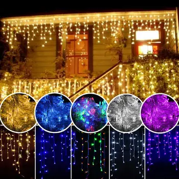 Crăciun Ghirlanda LED-uri Cortina Sloi de gheață Șir Lumina 220V Ofili de 0,4-0,6 m 80-40M Mall Streașină Grădină Scenă în aer liber Lumini de Basm