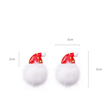Crăciun Pălărie Roșie De Desene Animate Drăguț Dulce Păr Mingea Drop Cercei De Sex Feminin Temperament Decor Bijuterii Minunate Bijuterii Ureche Tendință De Frumos